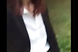Redhead flashes pussy yon public, standing by commission