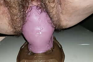 Natural hairy fat get hitched gapes pussy fucks bad dragon toy