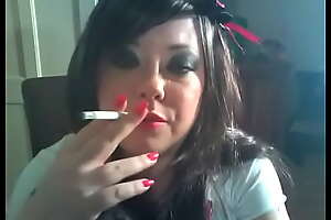 Cute BBW Tina Snua Dressed As A A Pupil together with  Smoking 3 Superking Cigarettes