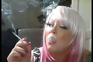 Pink Haired Cute BBW Tina Snua Smokes A Nutriment Cloud over