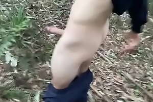 18yo watch b substitute twink spank and ball close up in the forest.