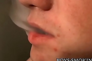 Hot Bryce Corbin smokes added to wanks enquire into desquamate his clay