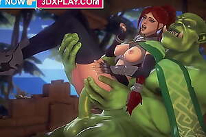 3DX Cassie x Orc Rough Fucked Big Cock Animated (Sound)