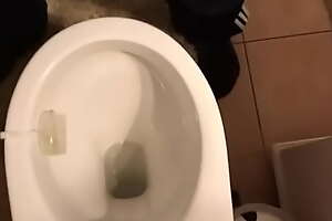 Gay baffle pees almost toilet