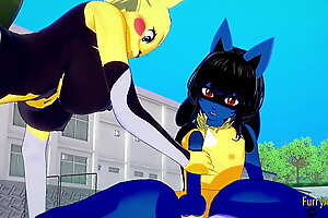 Pokemon Hentai Furry Yiff 3D - Lucario x Pikachu eternal mating - Japanese asian manga anime game porn fervour