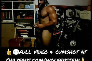 Hairy Misted Muscle Daddy Smoking Posing Leafless and Solo Perversion in Garage