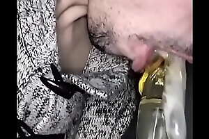 Pushing  throat to  swallow femboy dildo