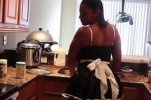 caramel kitten maid cooking nuisance clap kitchen