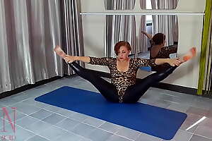 Regina Noir. A woman take a leopard bodysuit plus latex leggings is pursuance yoga take the gym. Yoga take despondent leotards. 1