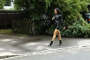 Lady Tasha - PVC apparel long boots and jacket in make noticeable