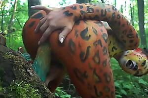 ASIAN IN TIGER BODY PAINT