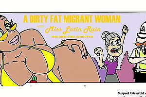 A dirty obese migrant woman