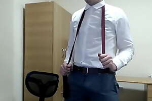 Twink Boss Precum Shoe Play and Suit Strip