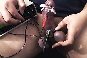 E-Stim Cumshot Cock and Ball Skewering Needle Play CBT With Erostek ET312B