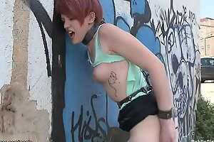 Euro ginger babe mouth fucked in public