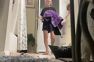 Spying on my step grandma getting in the shower again