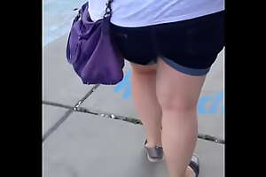 See big ass with blue thong in public