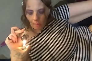 WhoreGoddess Rolls A Bowl While Carrying-on  With Her Cunt