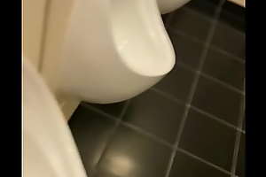 Wanking in Hotel public toilet with cumshot