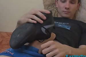 Shoe fucking fetish twink with yummy arms