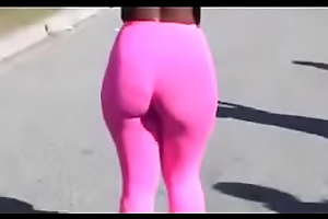 tight ebony body with a great up to the arse in pink spandex