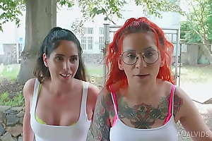 Anal casting for Linda del Sol and Natasha Ink 0% pussy DAP, slobber deep anal, rimming, piss, cum swallow, lesbo 5on2 BBC PAF019