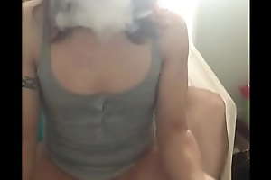 Asian Tgirl smokes T while sitting on my blarney