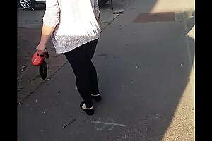 Waxen Brunette Milf walking her dog part 2
