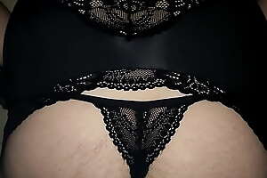 Hairy Crossdresser spasmodical in corset, thongs and stockings