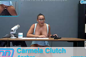 Camsoda Opinion Network Reporter reads out Opinion as she rides the sybian